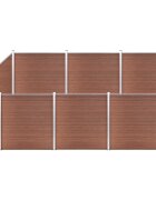 vidaXL WPC plot 6 štvorcových + 1 zošikmený diel 1138x186 cm hnedý