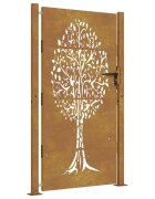 vidaXL Záhradná brána 100x175 cm z kortenovej ocele dizajn stromu
