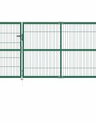 vidaXL Záhradná brána so stĺpikmi 350x140 cm oceľovo zelená