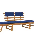 vidaXL Záhradná lavička s podložkami 2-v-1 190 cm akáciový masív