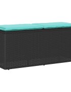 vidaXL Záhradná lavička s vankúšom Čierna 110x40x44 cm Poly Rattan