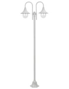 vidaXL Záhradná stĺpová lampa E27 220 cm hliníková 2 lampáše biela