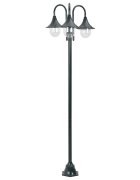 vidaXL Záhradná stĺpová lampa E27 220 cm hliníková 3-lampáše tmavozelená