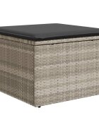 vidaXL Záhradná taburetka s vankúšom bledosivá 55x55x37 cm polyratan