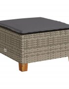 vidaXL Záhradná taburetka s vankúšom sivá 635x56x32 cm polyratan