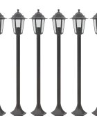 vidaXL Záhradné stĺpové lampy 6 ks E27 110 cm hliníkové bronzové