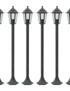 vidaXL Záhradné stĺpové lampy 6 ks E27 110 cm hliníkové tmavozelené