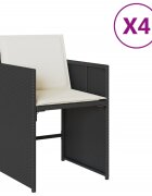 vidaXL Záhradné stoličky so sedákmi 4 ks čierne polyratanové