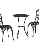 vidaXL Záhradný bistro set 3 ks Čierna Hliník
