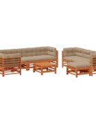 vidaXL Záhradný lounge set 10 ks Voskovo hnedá Borovicový masív