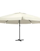 vidaXL Záhradný slnečník hliníková tyč 600 cm pieskovo biely