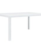 vidaXL Záhradný stôl biely 150x90x72 cm plastový s ratanovým vzhľadom