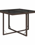 vidaXL Záhradný stôl hnedý 109x107x74 cm polyratan a sklo