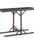 vidaXL Záhradný stôl hnedý 110x53x72 cm sklenený a polyratan