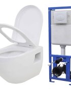 vidaXL Závesná toaleta/WC s podomietkovou nádržkou keramická biela
