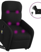 vidaXL Zdvíhacie a sklápacie elektrické masážne kreslo čierne látka