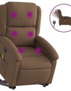 vidaXL Zdvíhacie a sklápacie elektrické masážne kreslo hnedé látka