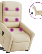 vidaXL Zdvíhacie a sklápacie elektrické masážne kreslo krémové látka