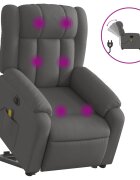 vidaXL Zdvíhacie a sklápacie elektrické masážne kreslo tmavosivé látka