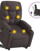 vidaXL Zdvíhacie a sklápacie masážne kreslo tmavohnedé látkové