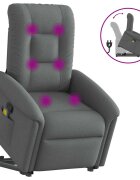 vidaXL Zdvíhacie a sklápacie masážne kreslo tmavosivé látka