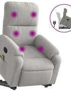 vidaXL Zdvíhacie masážne sklápacie kreslo bledosivé mikrovlákn. látka