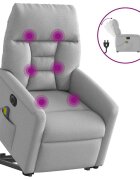 vidaXL Zdvíhacie sklápacie elektrické masážne kreslo oblakšedá látka