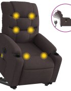 vidaXL Zdvíhacie sklápacie elektrické masážne kreslo tmavohnedé látka