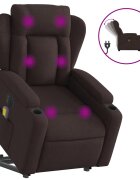 vidaXL Zdvíhacie sklápacie elektrické masážne kreslo tmavohnedé látka