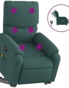 vidaXL Zdvíhacie sklápacie elektrické masážne kreslo tmavozelené látka