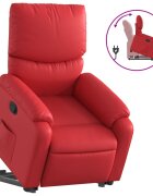 vidaXL Zdvíhacie sklápacie kreslo červené umelá koža