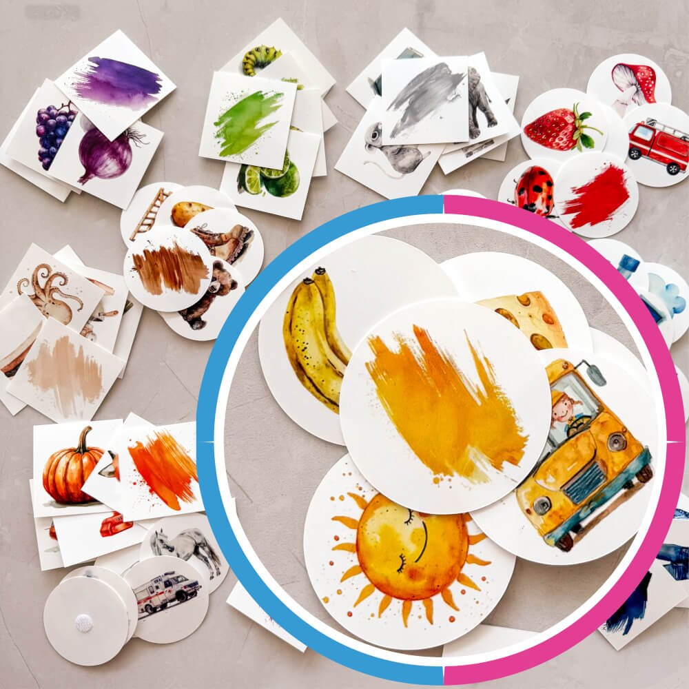 INSPIO 90 kariet - Priraď farby a predmety - Karty montessori