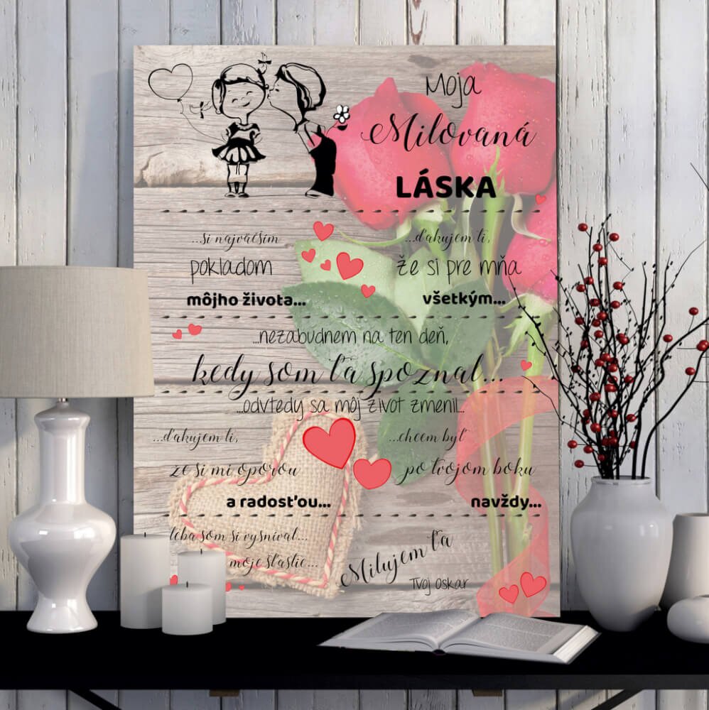 INSPIO Darček na Valentína - Osobná Valentínka pre ženu vášho života - tabuľka
