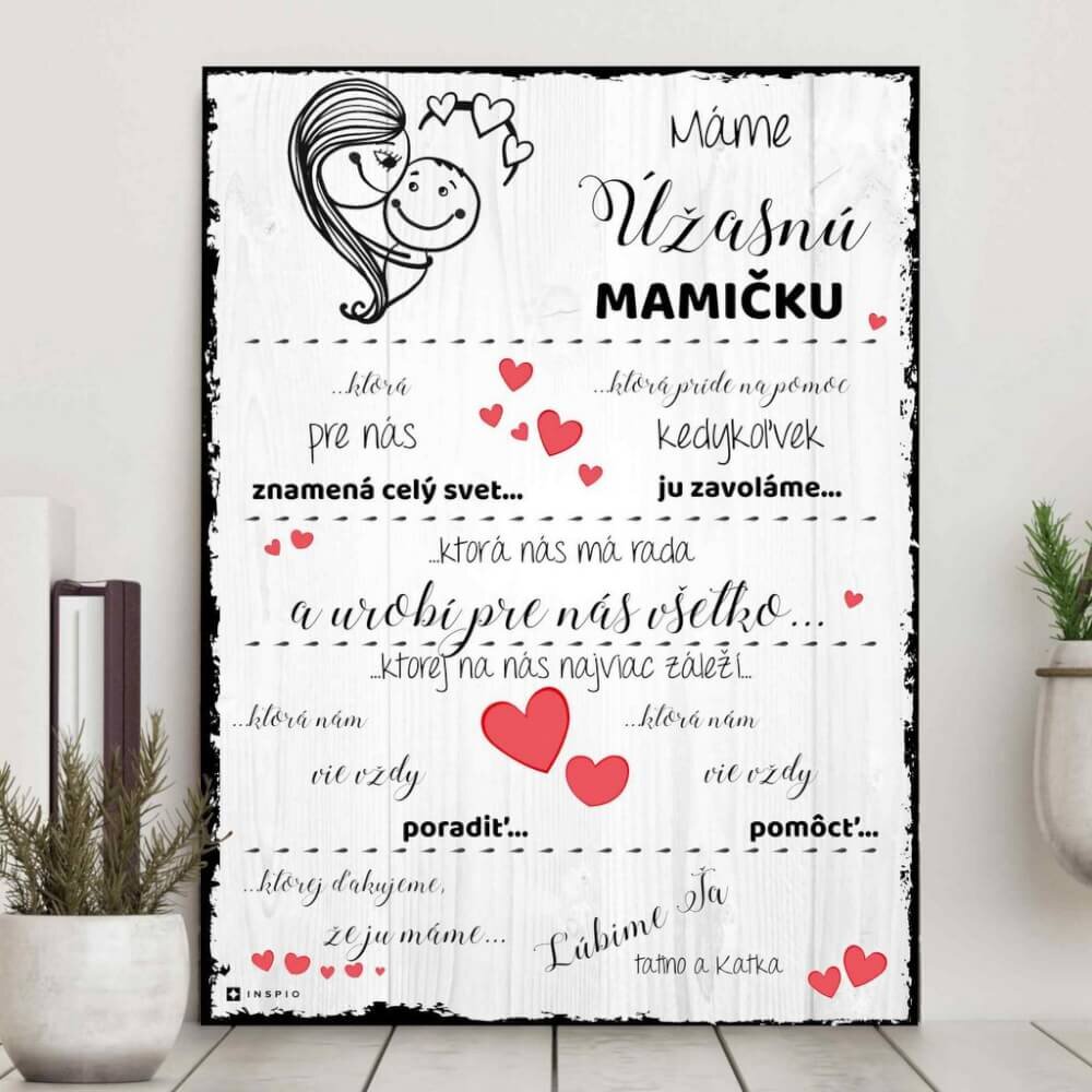 INSPIO Darček pre mamku - Darček pre ženu ku Dňu matiek - tabuľka na stenu