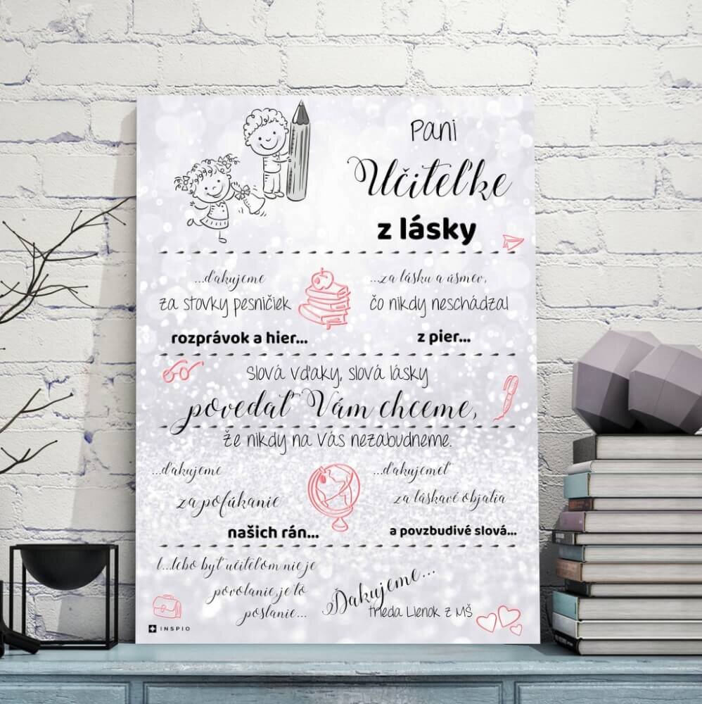 INSPIO Darček pre učiteľku - Tabuľka s poďakovaním a podpisom pre učiteľku