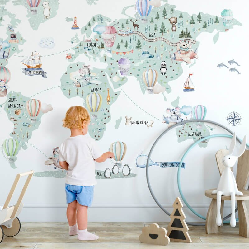 INSPIO Detská cestovateľská mapa sveta na stenu
