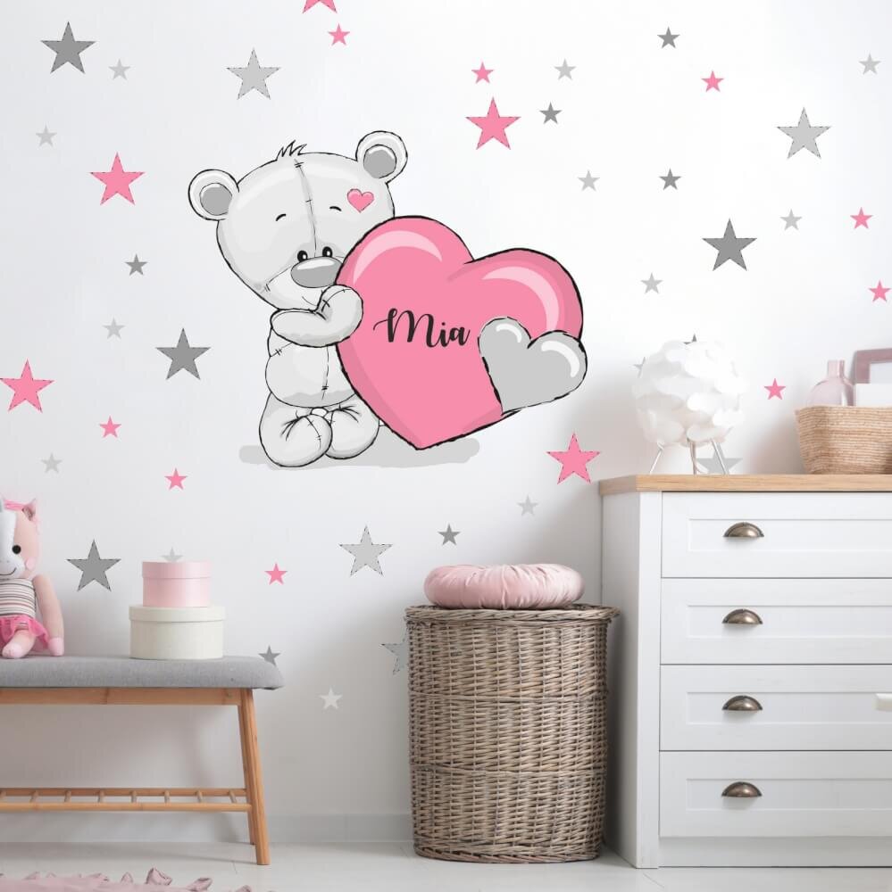 INSPIO Dievčenská nálepka na stenu - Medvedík v ružovom