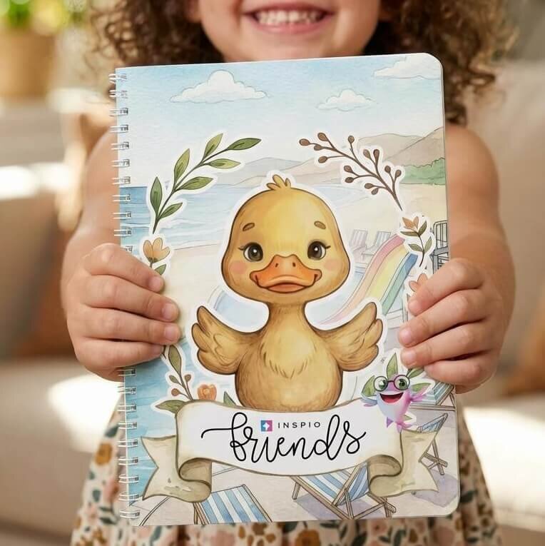 INSPIO Friends: Interaktívna knižka na suchý zips - Kačka na kúpalisku