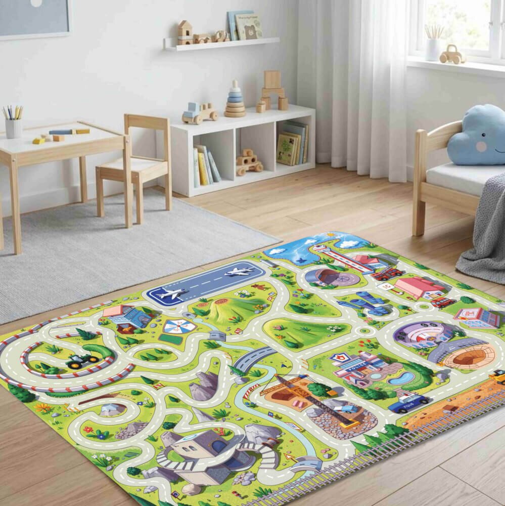 INSPIO Koberec na hranie do detskej izby - Nekonečné cesty