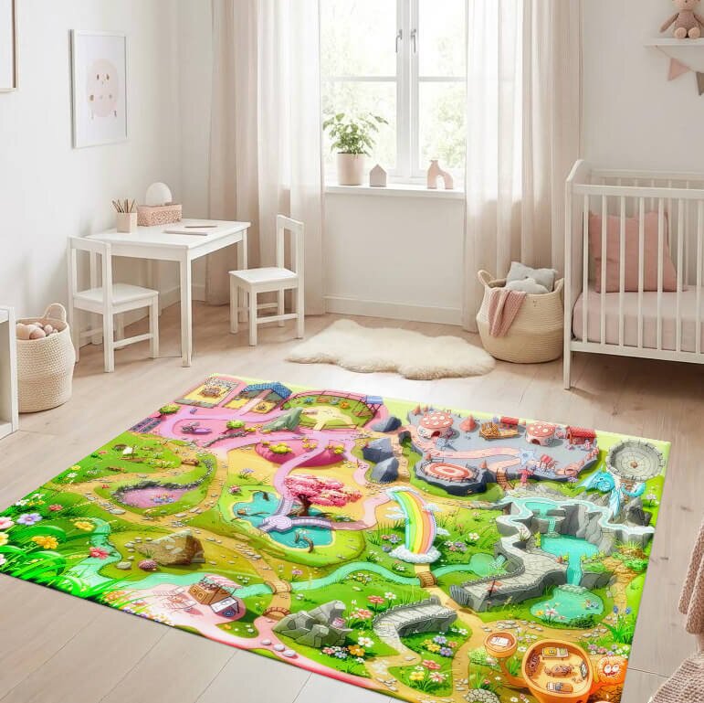 INSPIO Koberec na hranie z vinylu - Pastelová dúha z hravého sveta