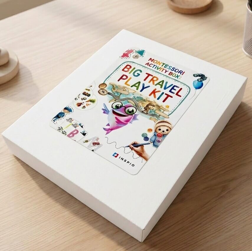 INSPIO Montessori Activity Box: Veľká sada hier na cesty - 8v1