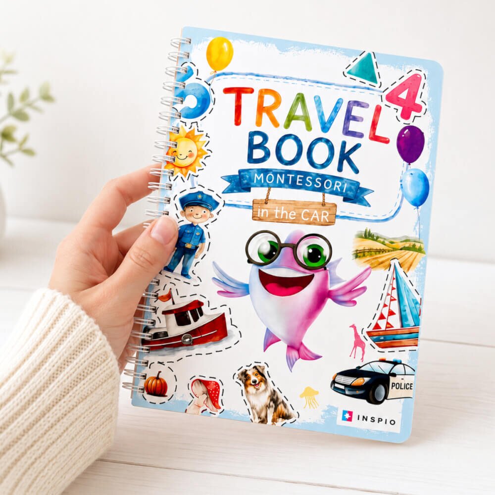 INSPIO Montessori TRAVEL BOOK na cesty - 15 strán zábavy od