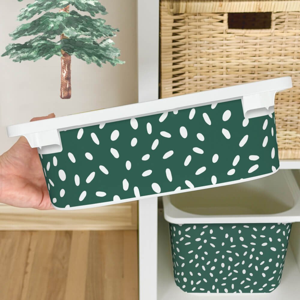 INSPIO Nálepka na IKEA TROFAST box – Machovo zelený BOHO vzor