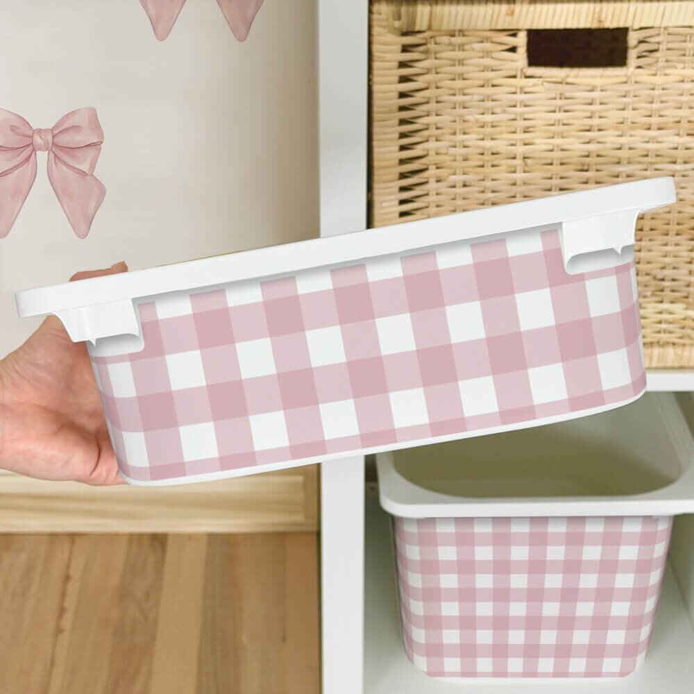 INSPIO Nálepka na IKEA TROFAST box – Ružový kockovaný vzor