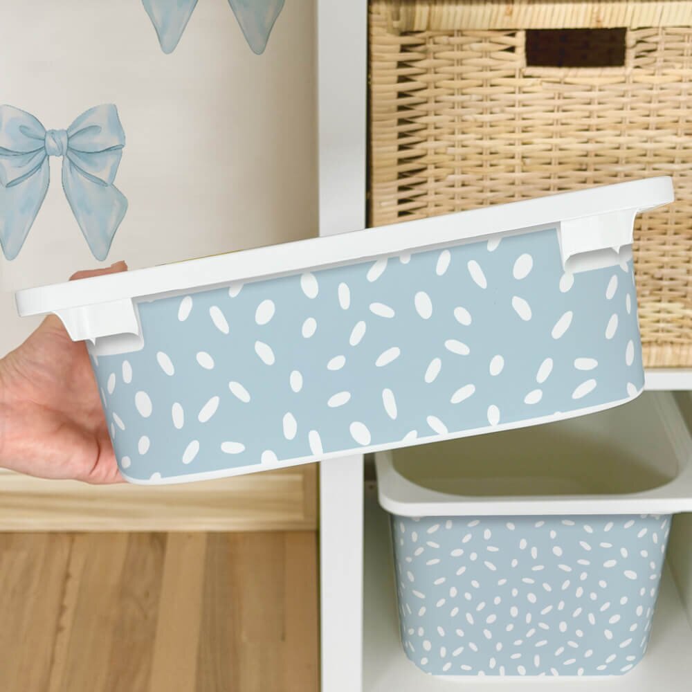 INSPIO Nálepka na IKEA TROFAST box – Svetlomodrý BOHO vzor