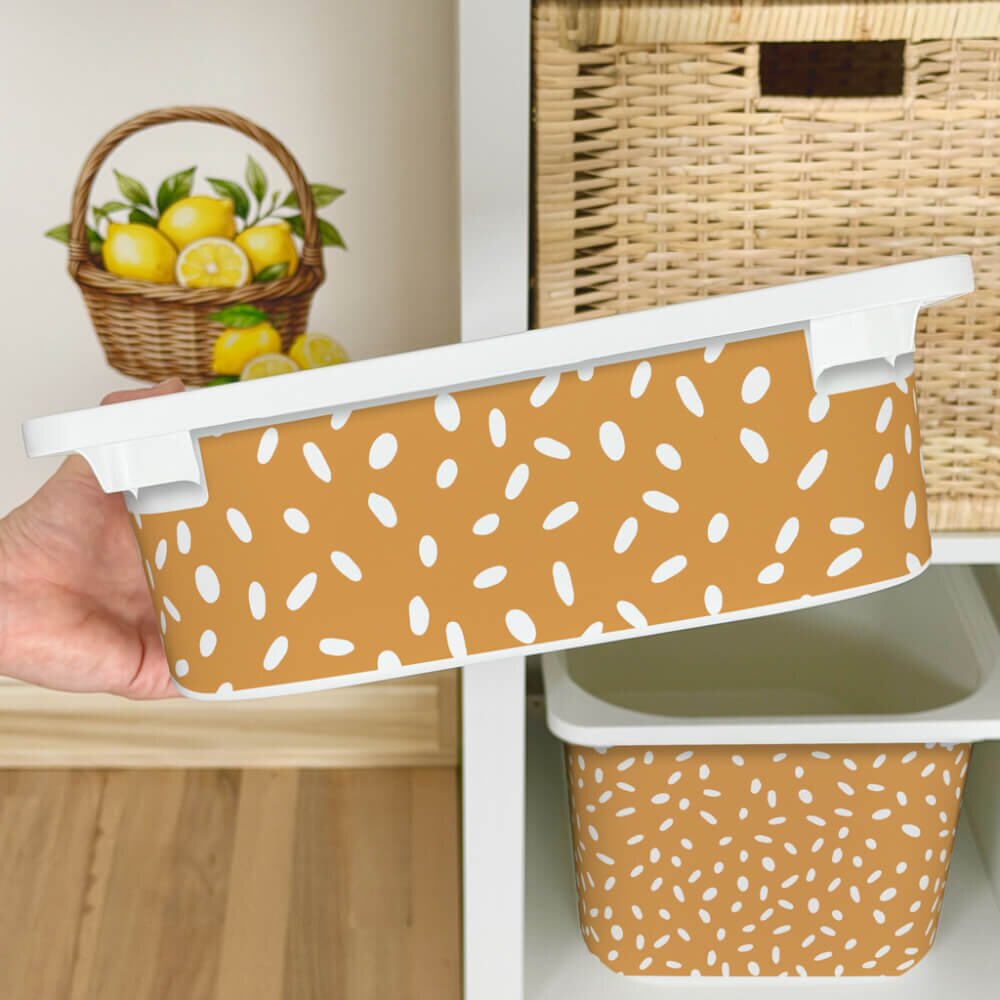 INSPIO Nálepka na IKEA TROFAST box – Zlatožltá farba BOHO vzor
