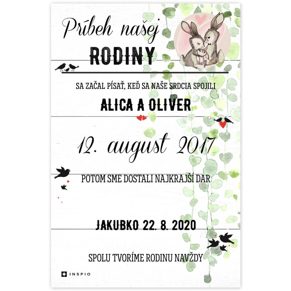 INSPIO Obraz na stenu - Naša rodinná tabuľka