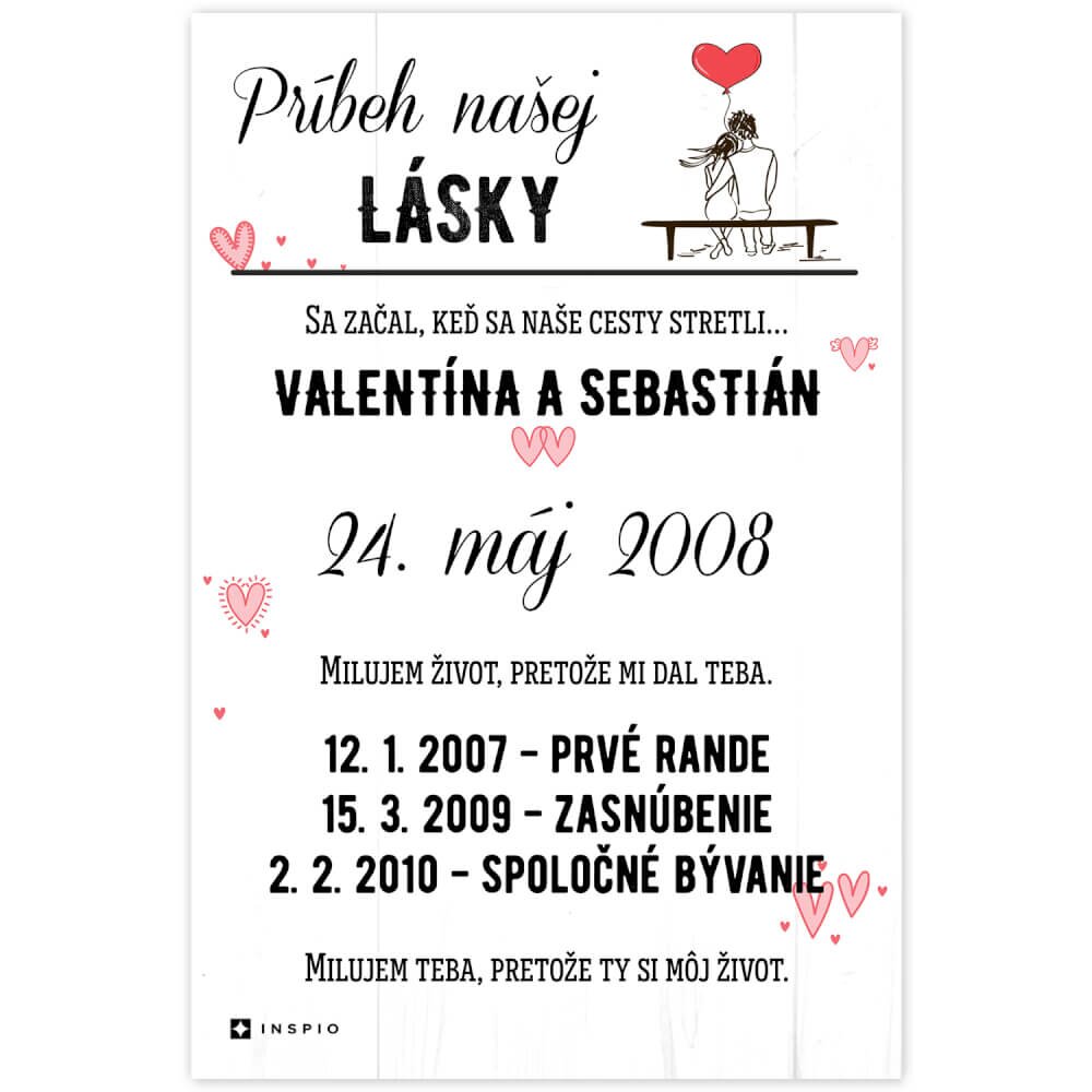 INSPIO Obraz na stenu - Príbeh našej lásky srdiečka