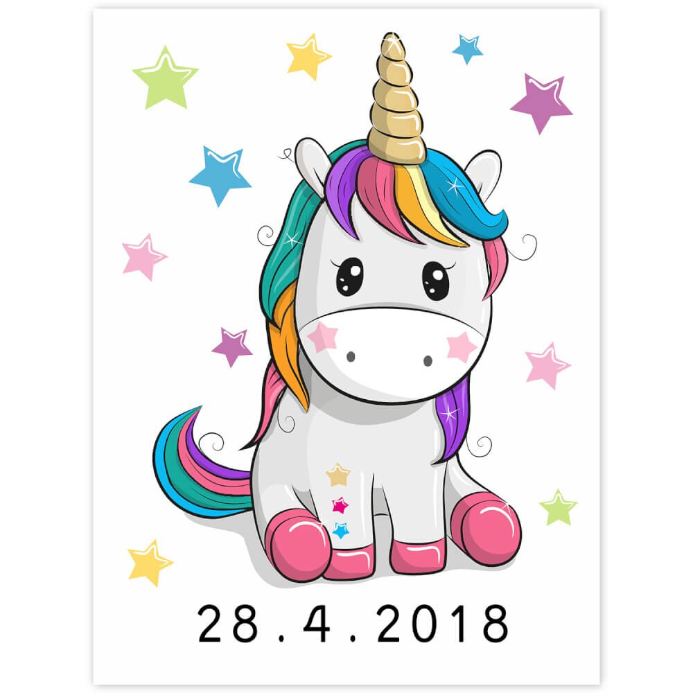 INSPIO Obraz na stenu s dátumom - Jednorožec