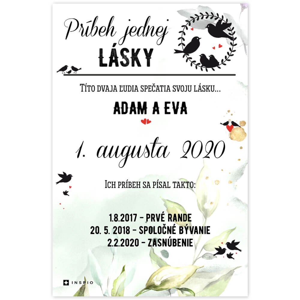 INSPIO Svadobný dar - Príbeh jednej lásky - obraz pre novomanželov